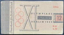 Load image into Gallery viewer, 1936 Berlin Summer Olympics Ticket Book With Ticket Sports Vintage Historical