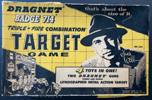 Load image into Gallery viewer, Vtg 1955 Dragnet Badge 714* Triple-Fire Combination Target Game In Original Box