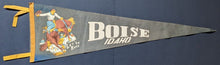 Load image into Gallery viewer, 1940s Boise Idaho Cowboy Let Er Buck 27" Felt Pennant Vintage