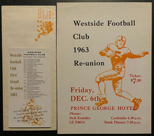Load image into Gallery viewer, 1963 Westside Football Union 50 Anniversary Reunion Program Prince George Hotel