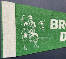Load image into Gallery viewer, 1940s Brooklyn Dodgers Green Felt Wool Vintage Mini Baseball Pennant MLB Fielder