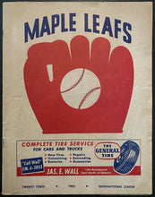 Load image into Gallery viewer, 1952 Vintage MiLB Baseball Program Toronto Maple Leafs Rochester Red Wings