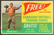 Load image into Gallery viewer, 1963 CFL Post Cereal Box Front Football Card Star Player Eagle Day Vintage Rare