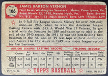 Load image into Gallery viewer, 1952 Topps Baseball #106 Mickey Vernon Vintage MLB Card Washington Senators