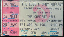 Load image into Gallery viewer, 1981 Orchestral Manoeuvres In The Dark Vintage Toronto Concert Hall Ticket