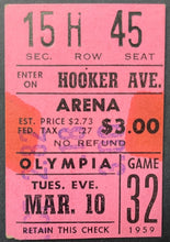 Load image into Gallery viewer, 1959 Detroit Red Wings Ticket Stub NHL Hockey VTG Olympia Stadium Gordie Howe
