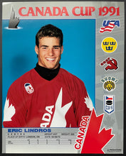 Load image into Gallery viewer, 1991 Eric Lindros Signed Canada Cup Hockey Promo Photo Autographed Rookie JSA