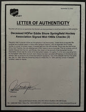Load image into Gallery viewer, 1964 NHL Hockey Bruins HOFer Eddie Shore Signed Cheque Autographed Check LOA