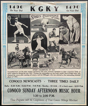 Load image into Gallery viewer, KGKY Radio AM 1490 Original Vintage Poster 1941 Photo Greatest Sports Champions