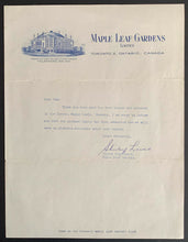 Load image into Gallery viewer, 1950's Maple Leaf Gardens Letterhead Maple Leafs Hockey Letter Response To Fan