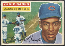 Load image into Gallery viewer, 1956 Topps #15 Ernie Banks Chicago Cubs White Back MLB Card KSA VGE 4