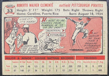 Load image into Gallery viewer, 1956 Topps Roberto Clemente #33 Pittsburgh Pirates White Back MLB Card KSA 6.5