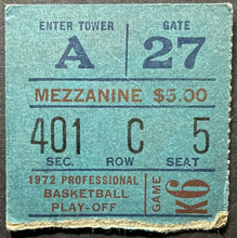 Load image into Gallery viewer, 1972 NBA Finals Basketball Ticket Playoffs Game 3 New York Knicks vs LA Lakers