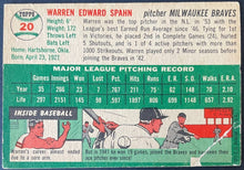 Load image into Gallery viewer, Warren Spahn 1954 Topps #20 Milwaukee Braves Vintage Baseball Trading Card MLB