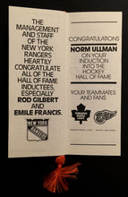 Load image into Gallery viewer, 1982 Hockey HOF Induction Ceremony Program Cournoyer Gilbert Francis Ullman