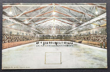 Load image into Gallery viewer, 1904 Postcard Hockey Teams Lined Up Blueline Pittsburgh Duquesine Garden Arena