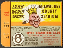 Load image into Gallery viewer, 1958 World Series Game 6 Ticket Milwaukee County Stadium Braves vs Yankees