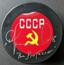 Load image into Gallery viewer, Igor Larianov Signed CCCP IIHF Autographed Official Hockey Puck Hall Of Fame