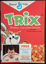 Load image into Gallery viewer, 1966/67 General Mills Trix Cereal Box Front Dave Keon Player Card Photo Vintage