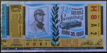 Load image into Gallery viewer, 1950 Vintage Indy 500 Auto Racing Program, Ticket + Starting Grid Position Guide