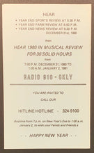 Load image into Gallery viewer, 1980 CKLY Chart Radio Survey Ontario Canada Music New Year 1981 Pink Floyd