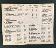 Load image into Gallery viewer, 1959 Chum Chart Walking Man Hit Parade 1050 Bob Laine Toronto