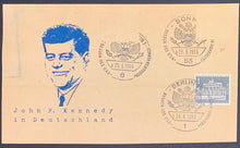 Load image into Gallery viewer, 1963 President John F Kennedy First Day Cover Historic Berlin Speech Postmarked
