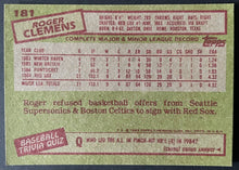 Load image into Gallery viewer, 1985 Topps #181 Roger Clemens Rookie Card RC Baseball Boston Red Sox MLB