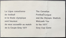 Load image into Gallery viewer, 1977 CFL Football Grey Cup Ticket Stub Ice Bowl Montreal Alouettes vs Eskimos