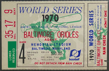Load image into Gallery viewer, 1970 World Series Ticket Memorial Stadium Baltimore Orioles v Reds NM 7 by iCert