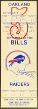 Load image into Gallery viewer, 1980 NFL Buffalo Bills vs Oakland Raiders Football Game Ticket Rich Stadium VTG