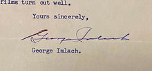 Load image into Gallery viewer, 1959 NHL Letter Hockey HOFer Punch George Imlach Signed Autographed Maple Leafs