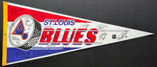 Load image into Gallery viewer, 1991-92 St. Louis Blues Team Signed NHL Hockey Pennant x18 Autographs Joseph