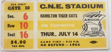 Load image into Gallery viewer, 1966 C.N.E. Stadium Hamilton Tiger Cat vs Toronto Argonauts CFL Football Ticket