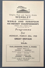 Load image into Gallery viewer, 1950 IIHF World Hockey Championship Program w/ Gameday Lineups Wembley Vintage