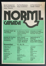 Load image into Gallery viewer, c1970's University Of Guelph NORML Canada Marijuana Legalization Poster