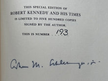 Load image into Gallery viewer, Autographed Arthur M. Schlesinger "Robert Kennedy and His Times" Book Signed JSA