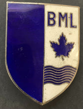 Load image into Gallery viewer, Circa 1953 BML Shipping Line Enamel Insignia Pinback Maritime Historical Vintage
