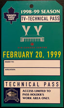 Load image into Gallery viewer, 1999 NHL Hockey Toronto Maple Leafs Technical Pass Air Canada Centre First Game