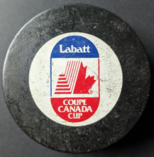 Load image into Gallery viewer, 1991 Labatt Canada Cup Game Puck International Ice Hockey Tournament Official
