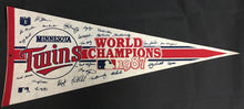 Load image into Gallery viewer, 1987 World Series Baseball Pennant Minnesota Twins Team Signed Facsimile MLB