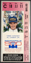 Load image into Gallery viewer, 1993 Indy 500 Racing Ticket Al Unser Jr. Pictured Indianapolis Fittipaldi Wins
