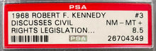 Load image into Gallery viewer, 1968 Robert F. + John Kennedy Card #3 Discusses Civil Rights Legislation PSA 8.5