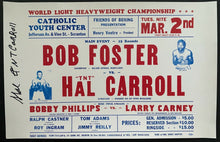 Load image into Gallery viewer, 1971 Signed Boxing Site-Poster Hal "TNT" Carroll Bob Foster Autographed Scranton