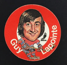 Load image into Gallery viewer, 1973-74 Mac's Milk Guy Lapointe Cloth Sticker Decal Hockey Disc NHL