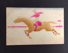 Load image into Gallery viewer, Vintage Horse Racing Postcard Marked 1910 Rare Canadian Stamp