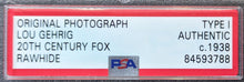 Load image into Gallery viewer, 1938 Lou Gehrig Original Type 1 Photograph Rawhide Movie Slabbed PSA LOA