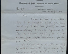 Load image into Gallery viewer, 1853 Egerton Ryerson Hand Written Signed Letter Upper Canada Autographed Vintage