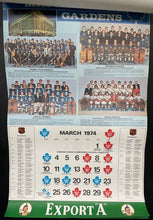 Load image into Gallery viewer, 1973-74 Maple Leaf Gardens Export A Leafs Calendar Toronto 1972 Summit Series
