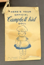 Load image into Gallery viewer, 1957 Campbell Kid Doll Complete Vintage Toy Advertising Original Tag